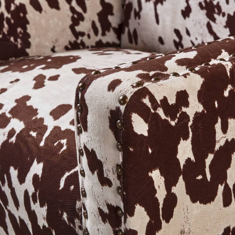 Elysabeth Cow Print Velvet Club Chair by Christopher Knight Home - 32.75"L x 29.25"W x 37.5"H