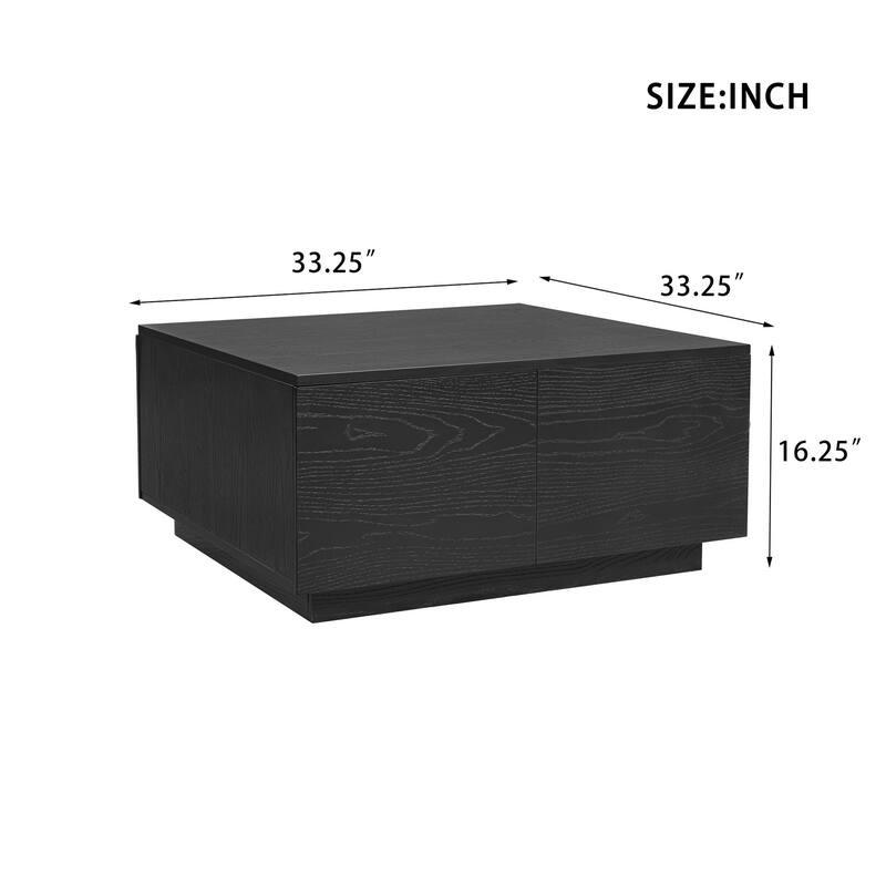 Elegant Square Coffee Table with 4 Spacious Drawers by Harper&Bright Designs