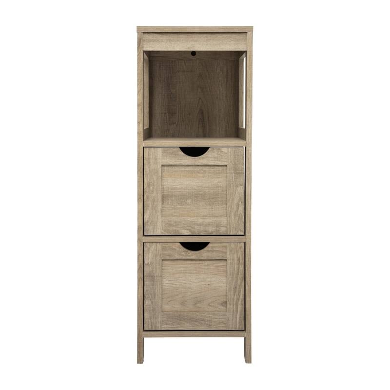 Floor Cabinet Storage Organizer with 2 Drawers, Open Shelf, and Foot Pads