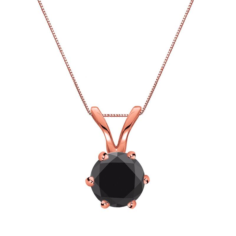 Auriya 14k Gold 1/2ctw Solitaire Black Diamond Necklace 6-Prong - Rose
