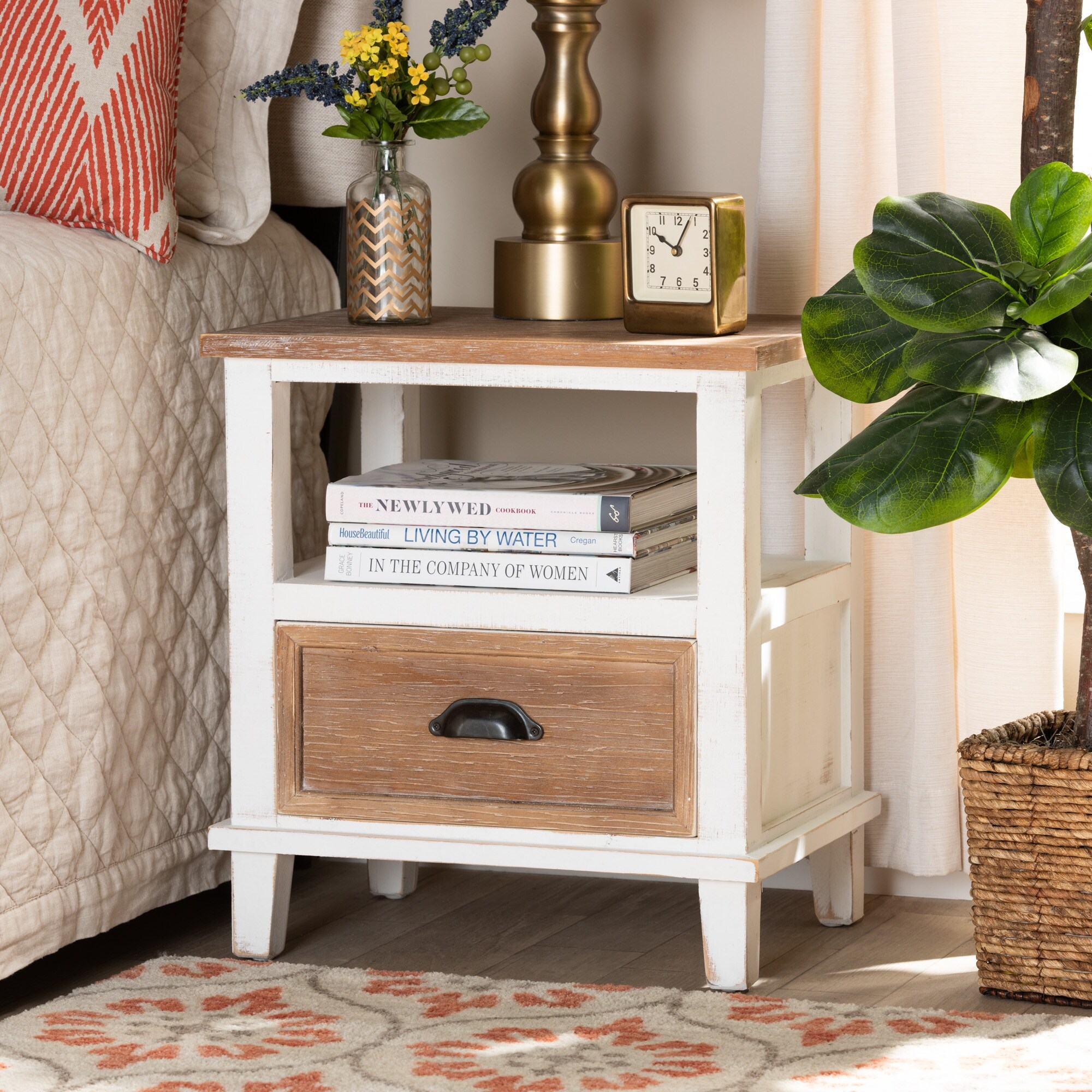 Two tone nightstands deals white