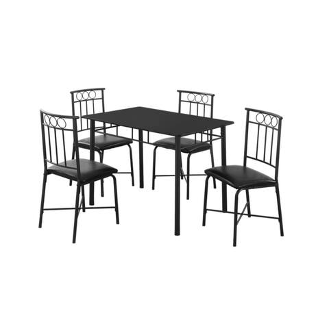 Offex 5 Piece Dining Set - Black Metal And Top