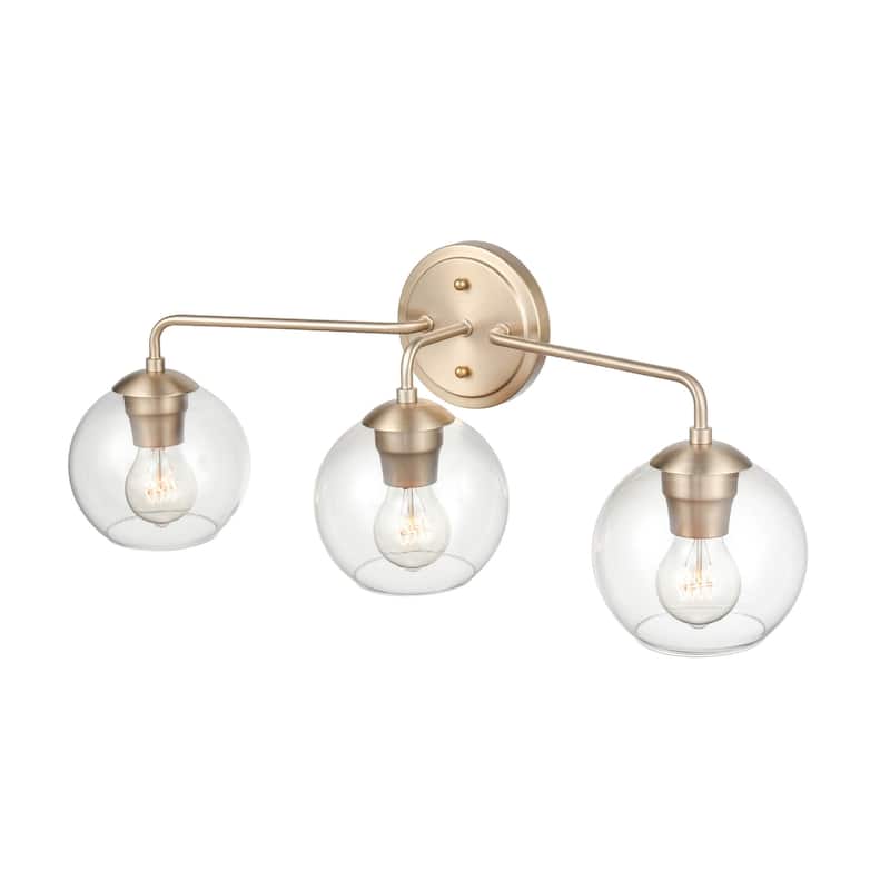 Millennium Lighting 3 Light Modern Gold Bathroom Vanity Fixture with Clear Glass Shades