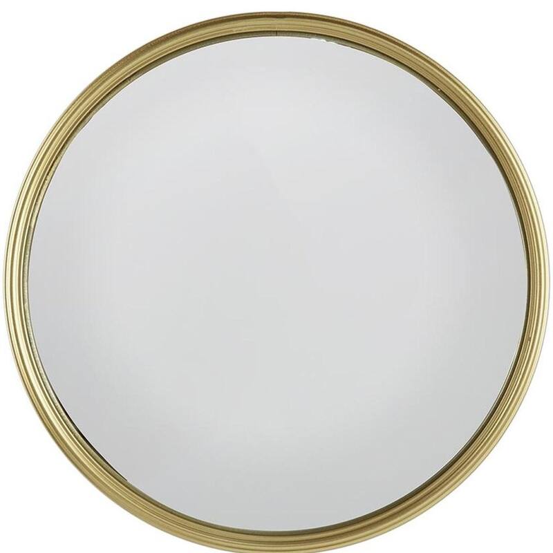 HomeRoots 15" Gold Round Iron Textured Framed Accent Mirror - 15' X '15' X '1.2