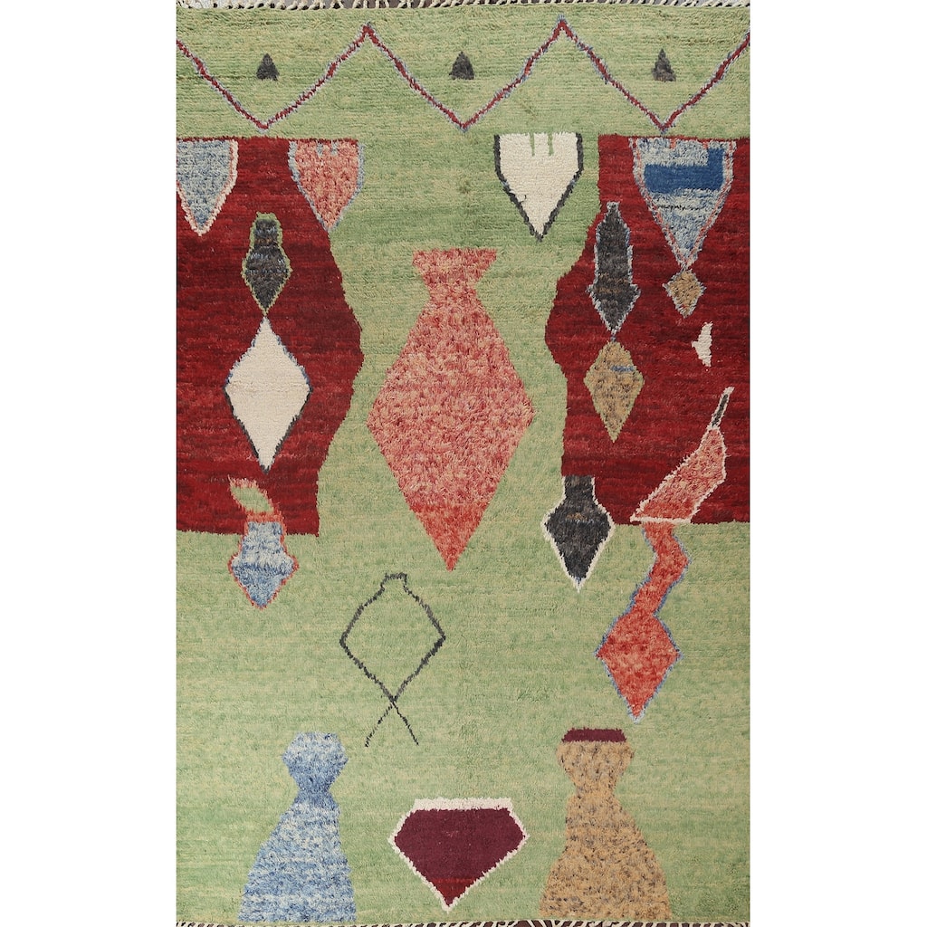 Tribal Moroccan Oriental Wool Area Rug Hand-knotted Living Room Carpet - 9'0" x 12'5"