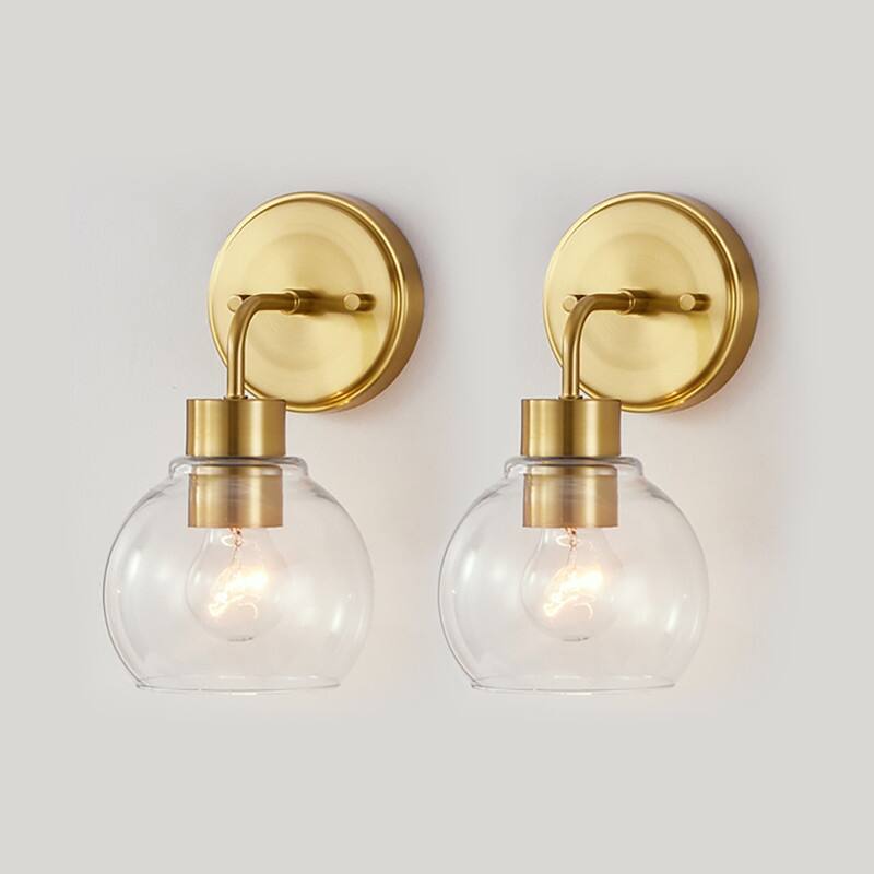 KAWOTI Modern Wall Sconce Set with Clear Shade(Set of 2)