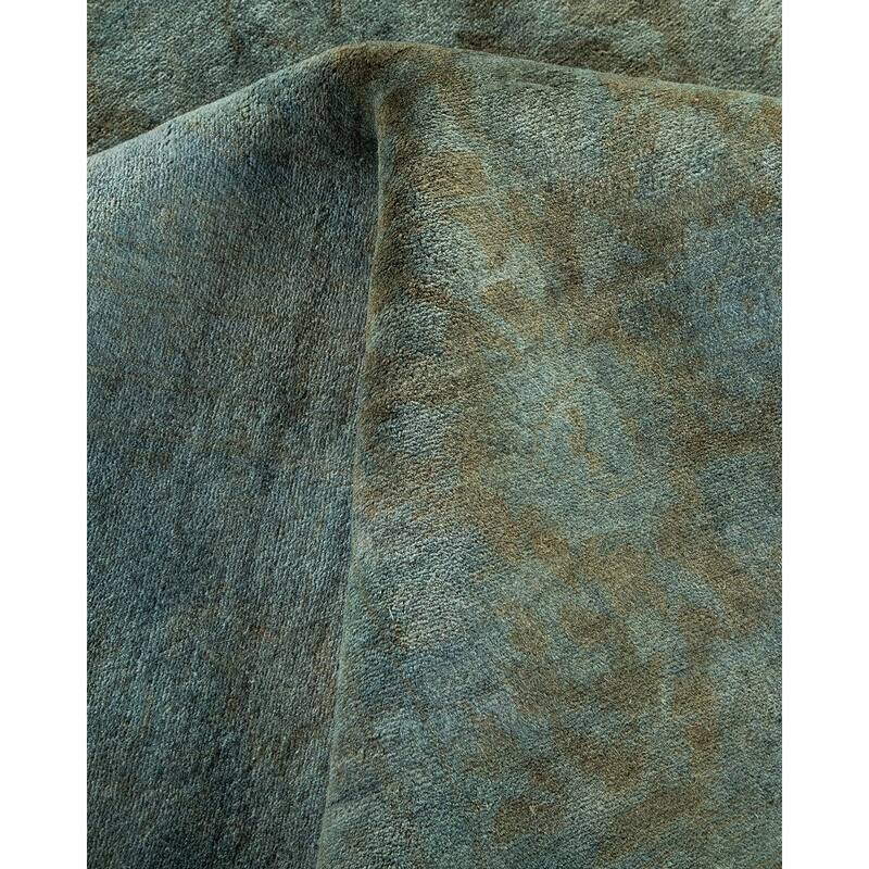Overton Hand Knotted Wool Vintage Inspired Modern Contemporary Overdyed Brown Area Rug - 8' 1" x 14' 2"