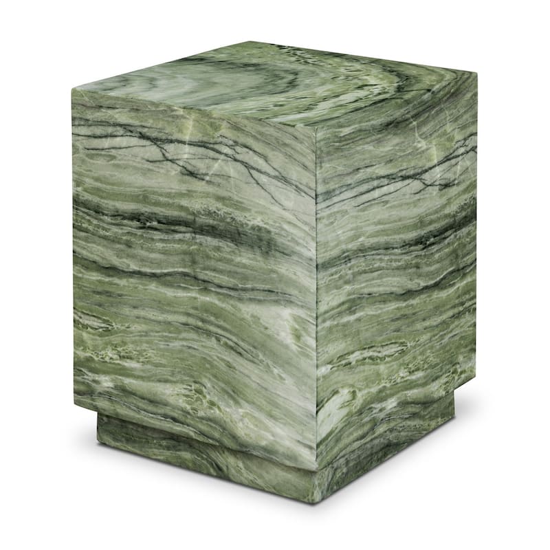Stova Cube Concrete Side Table with Marble Finish - Seaweed Green
