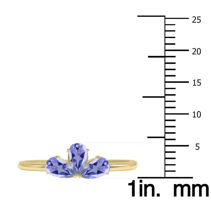 Marquee Jewels Tanzanite Pear Shape Three Stone Ring in 10K Yellow Gold