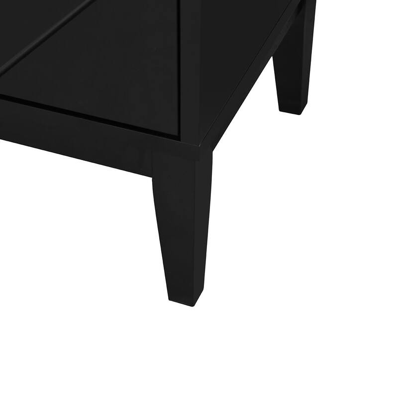 Sideboard with Grooved Doors, Gold Handles, and Ample Storage Space