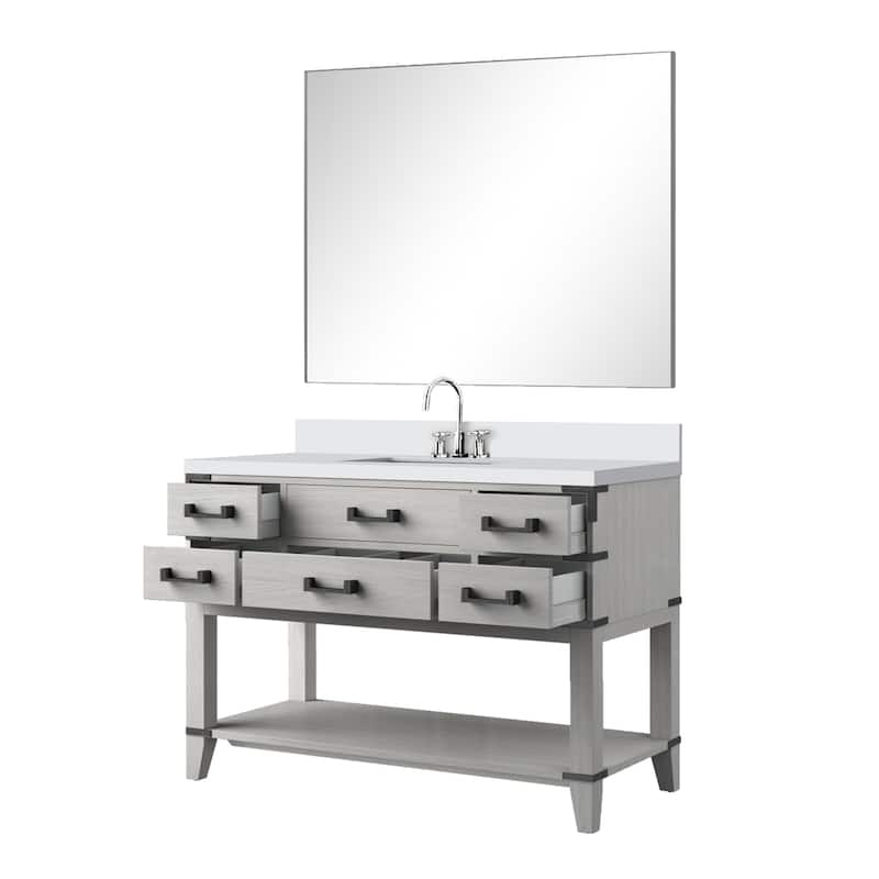 Norwalk Bath Vanity with Quartz Top, Sink, Mirror and Faucet