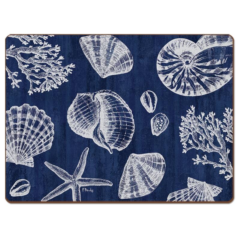 Cala Home Hardboard Placemats - St. Tropez Shells - Set of 4 - 15.5x11.25x.208