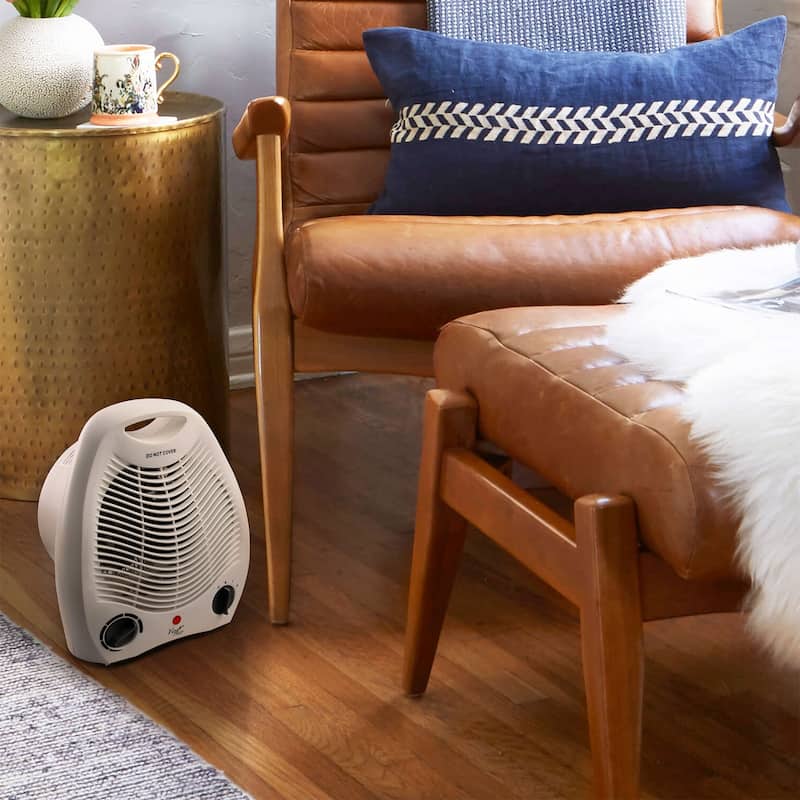 1500W Compact 2 Speed Indoor Use Fan Heater with Adjustable Temperature in White