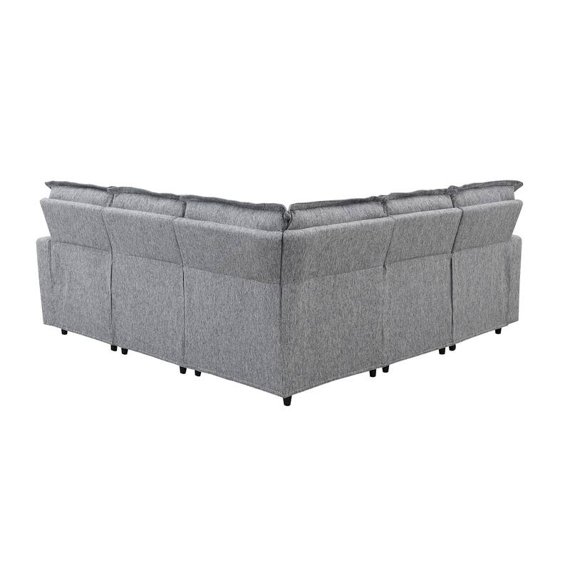 89.76'' L-Shaped 5-Seat Sectional Sofa with Power Recliner Chair, USB Charging, and Plush Home Theater Seating