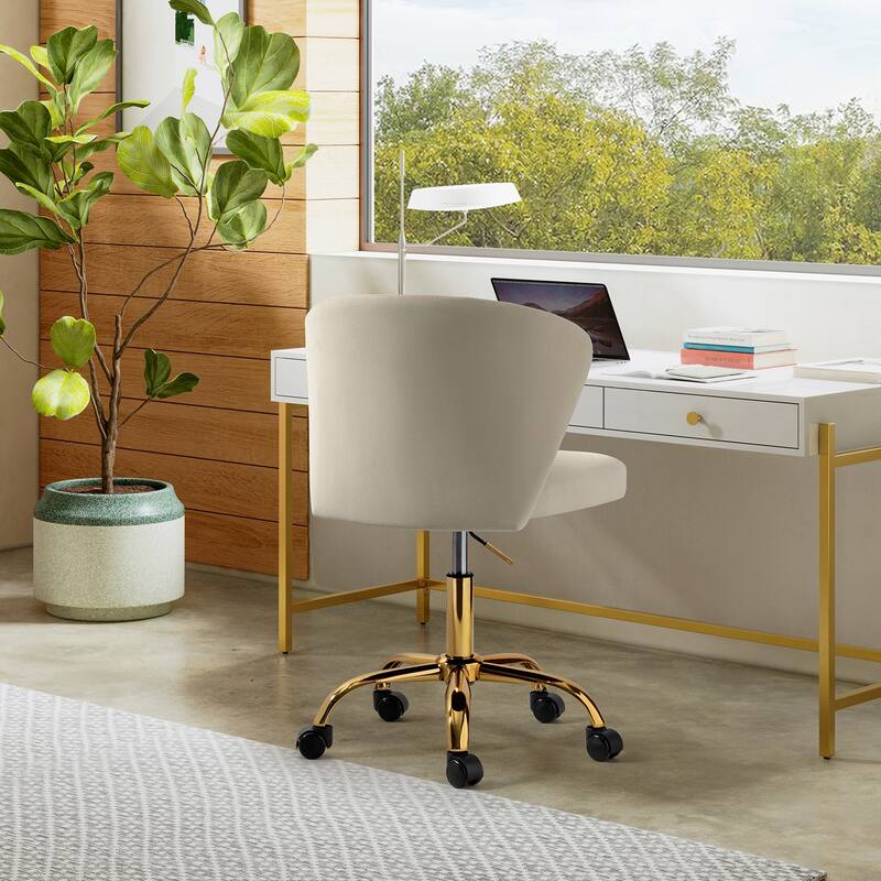 Ilia Modern Velvet Wingback 360 degree Ergonomic Office Task Chair with Channel Tufted Back by HULALA HOME