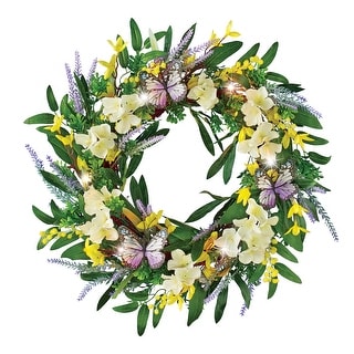 Glitzhome Artificial Lavender Butterfly Spring Wreath