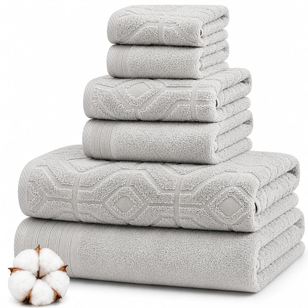 Modern Threads 6-Piece Yarn Dyed Diamond Gate Jacquard Towel Set
