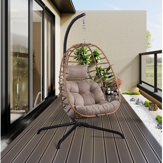Foldable Wicker Hanging Egg Chair with Stand On Sale Bed Bath Beyond 35980091