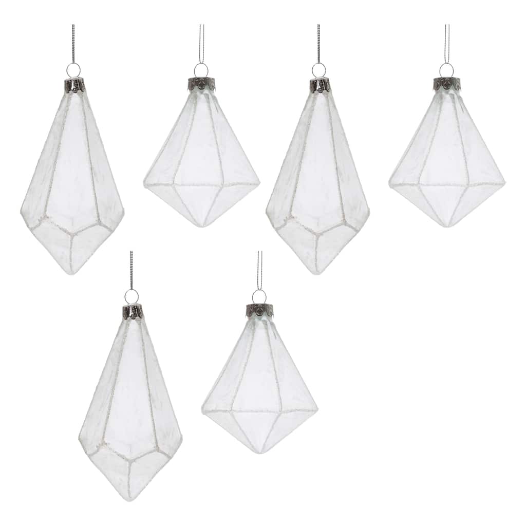 Set of 6 Decorative Glass Ornaments for Christmas Tree - 2.75" x 2.75" x 5.75"