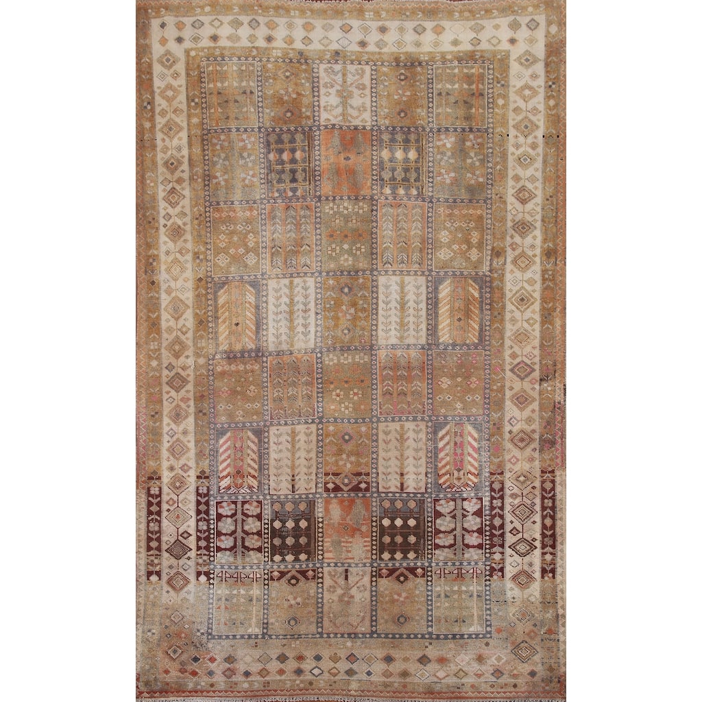 Hand Knotted Oriental 100% Wool Carpet Traditional Garden Design Multi-Colored Bakhtiari Area Rug - 9' 6'' X 6' 5''