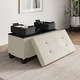 preview thumbnail 37 of 192, Empyrean Tuffted Folding Foot Rest Storage Ottoman Bench with Storage Bins 30 Inch - Ivory Fabric