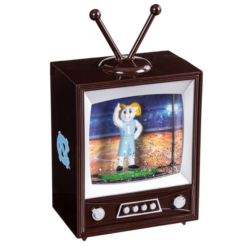 Univ of N Carolina 8 in. Vintage TV Light Up Water Lantern Snow Globe