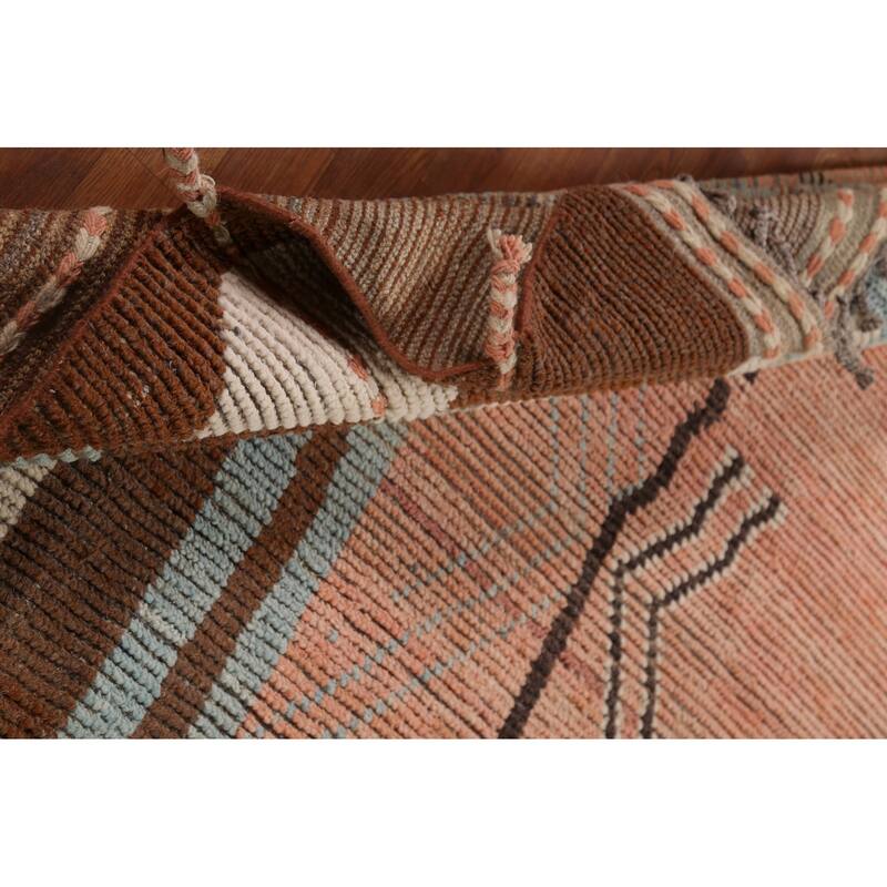 All-Over Moroccan Abstract Area Rug Hand-Knotted Wool Carpet - 8'11"x 12'8"