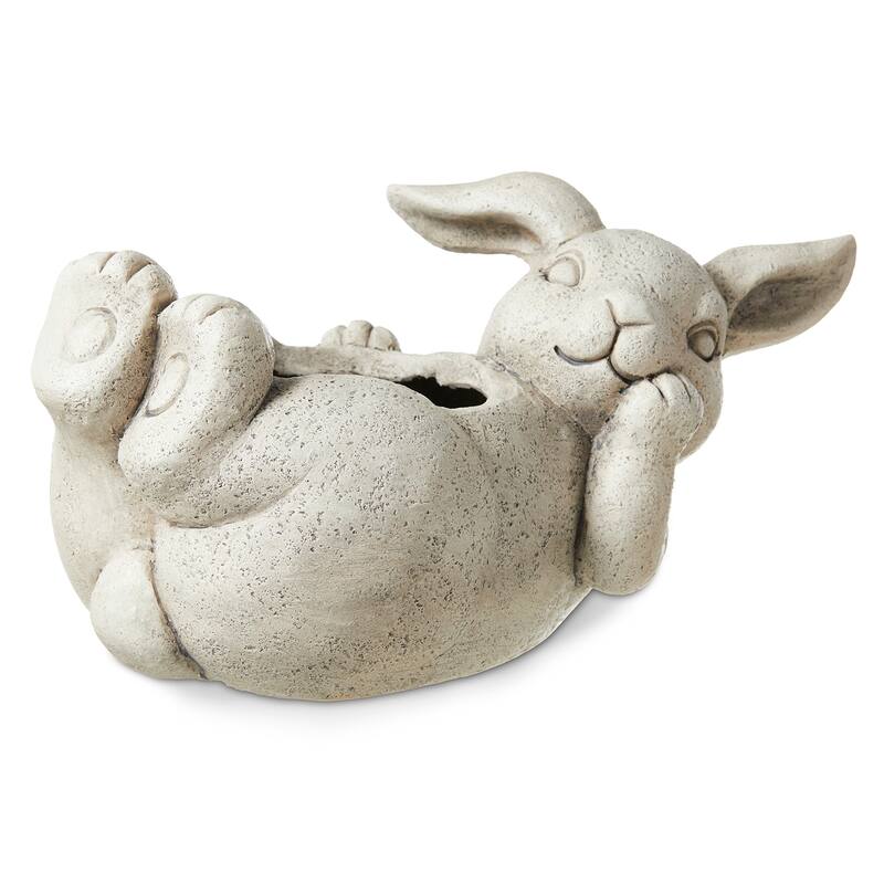 Glitzhome 14.25"L MGO Rabbit Shape Statue Planter Pot for Indoor Outdoor