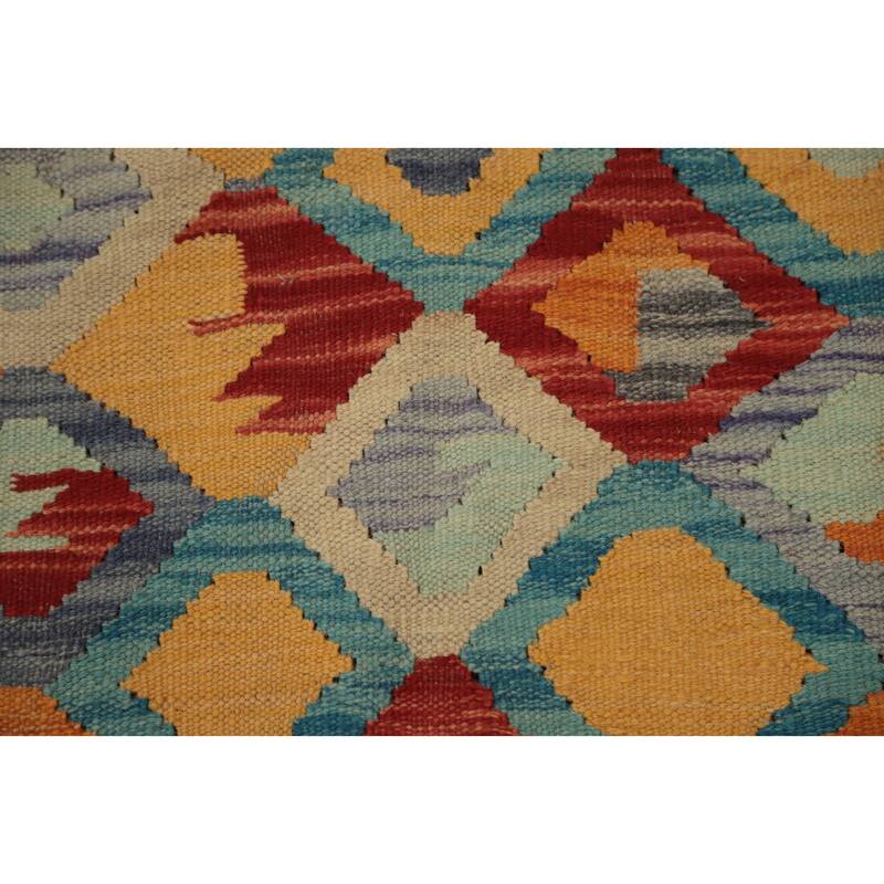 Hand Woven Oriental 100% Wool Carpet Southwestern Tribal Multi-Colored Kilim Area Rug - 6' 0'' X 4' 0''