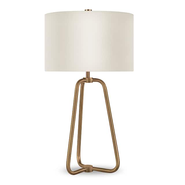 Bryan Golden Antique Brass Finish Table Lamp with Linen Shade
