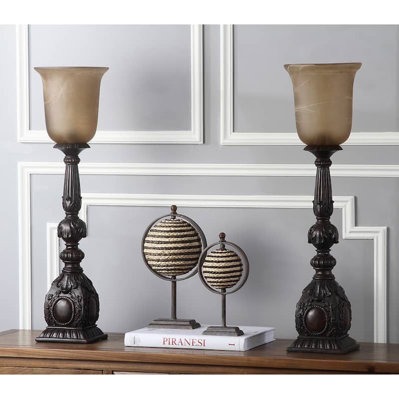 SAFAVIEH Lighting Faize 28-inch Artifact Oil-Rubbed Bronze Table Lamp (Set of 2) - 8Wx8Dx28H