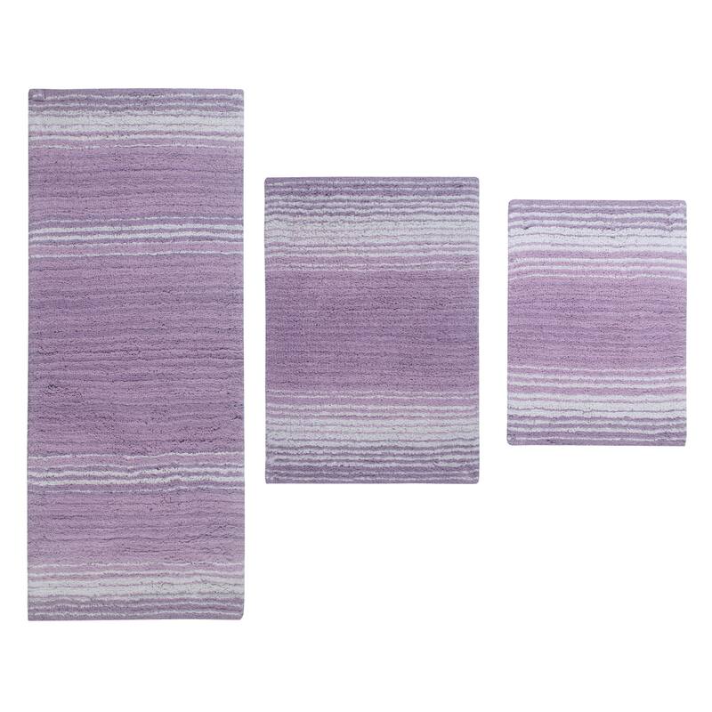 Gradiation Rug Collection 100% Cotton Non-Slip Bathroom Rug Set, Machine Washable Bath Rug, 3 Piece Set with Runner Rug