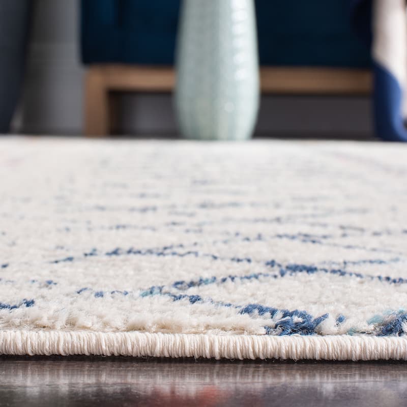 SAFAVIEH Madison Gemma Moroccan Boho Rug - Ivory/Dark Blue - 5' 3" x 7' 6"