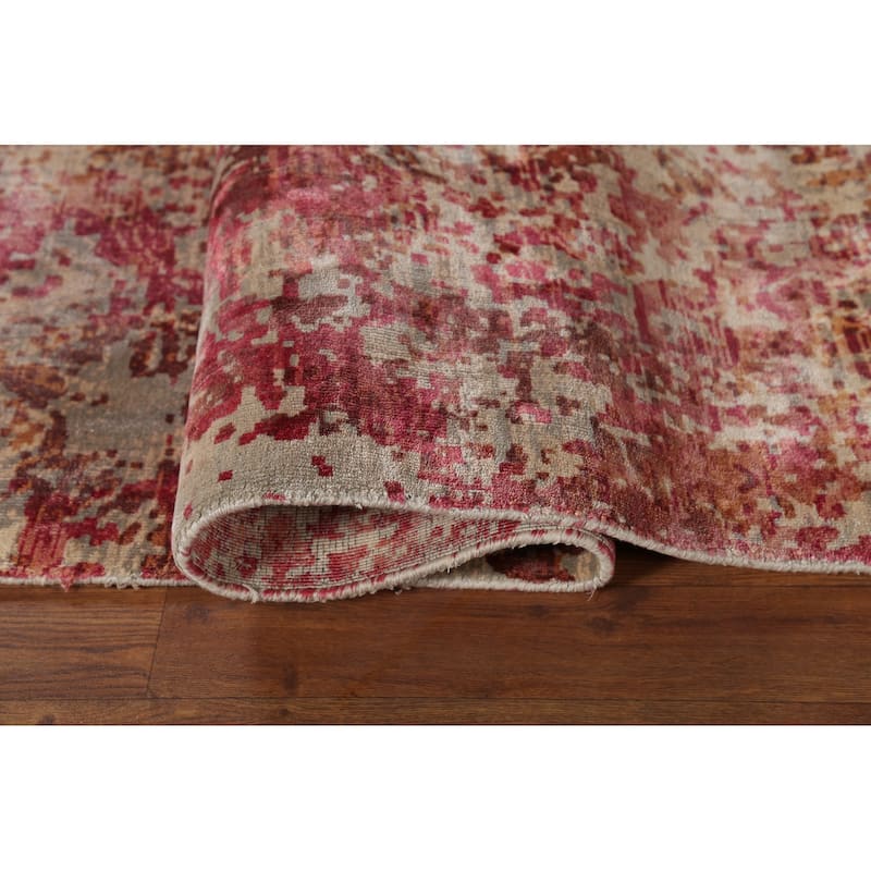All-Over Modern Abstract Area Rug Hand-Knotted Wool Carpet - 8'5"x 9'11"