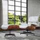 Mid Century Modern Lounge Chair and Ottoman with Real Leather for Home Office Living Room - Rosswood&White