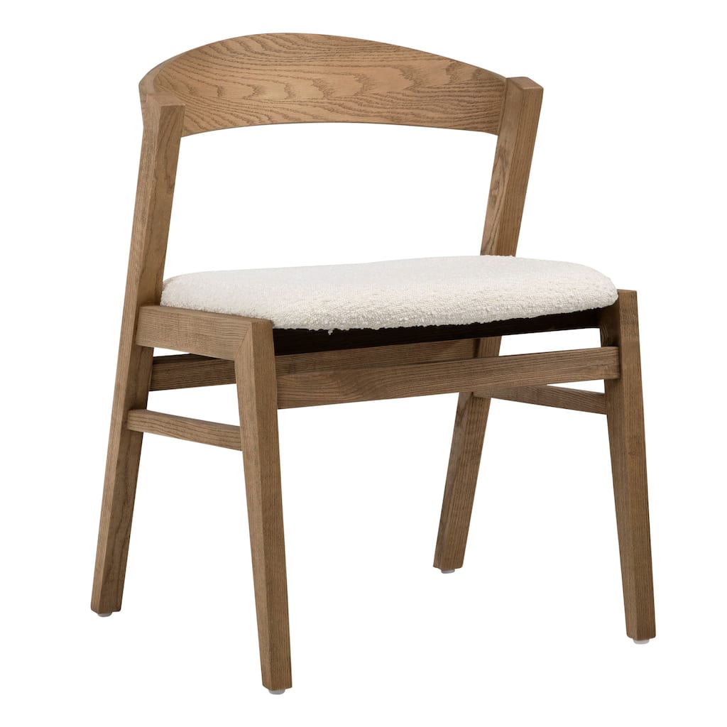 Iris Boucle Upholstered Dining Chair, Natural White