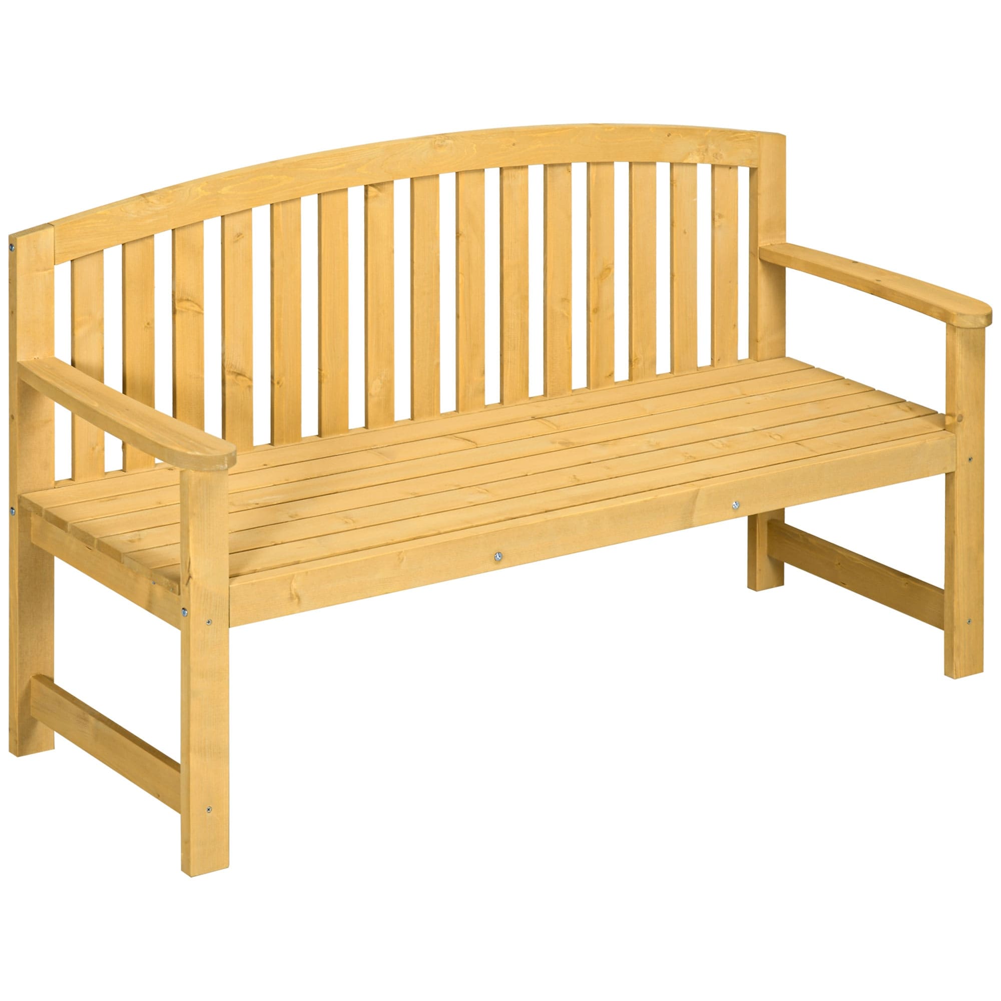 56 inch Outdoor Wood Bench, 2-Seater Garden Bench with Backrest and Armrest, Patio Bench for Porch, Poolside, Balcony