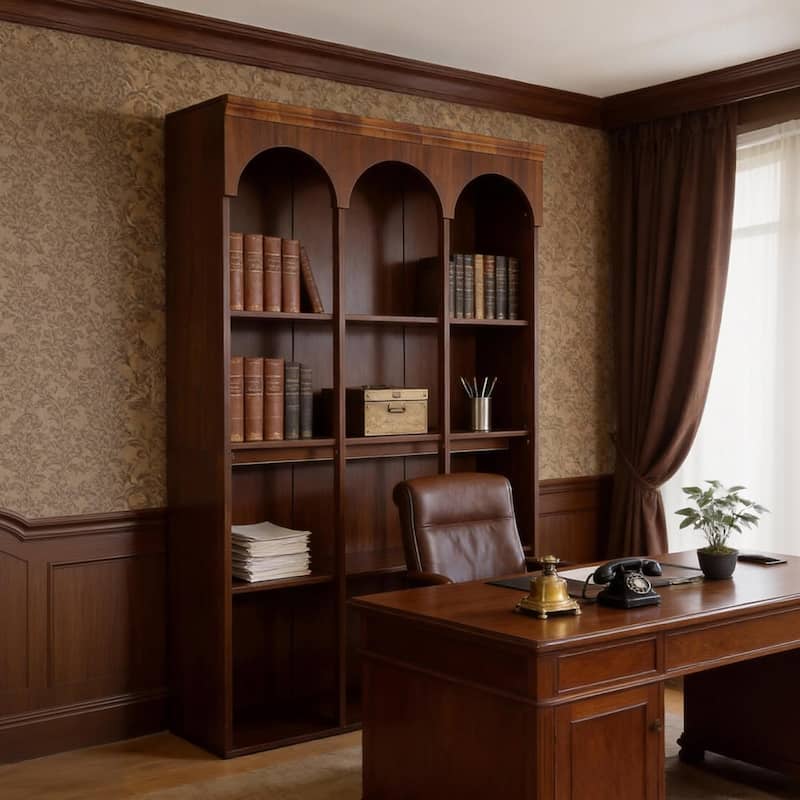 70.9" Tall Arched Bookshelf, 5-Tier Freestanding Wooden Display Bookcase for Office, Reception, Living Room