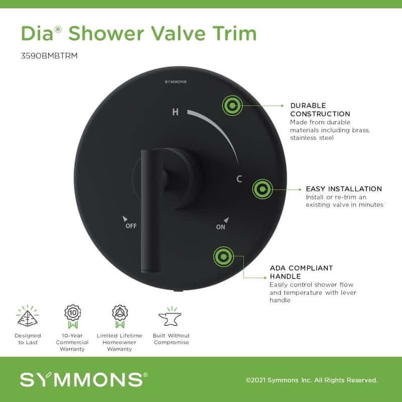 Symmons 3590BTRM Dia Pressure Balanced Valve Trim Only with Single