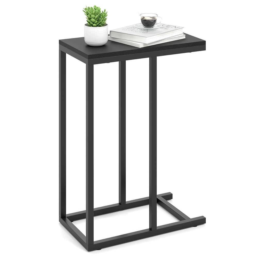 Costway C-shaped Side Table Industrial Sofa Table with Heavy-duty