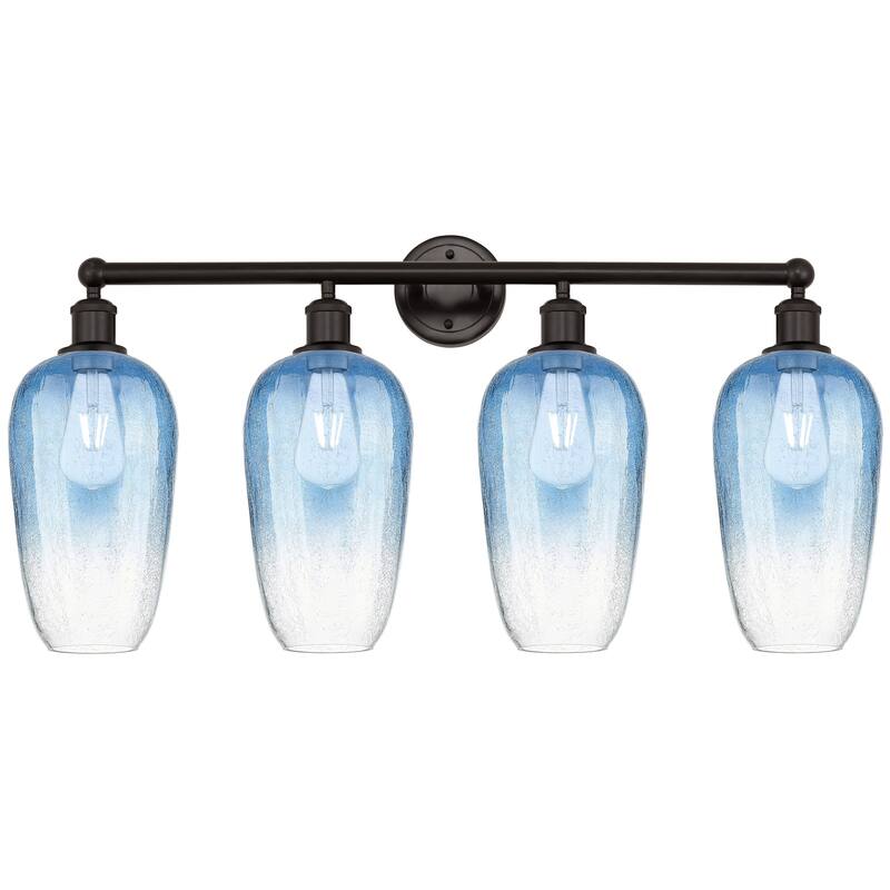 Innovations Lighting 616-4W-18-34 Brookhaven Flute Vanity Brookhaven - Oil Rubbed Bronze / Sapphire Blue