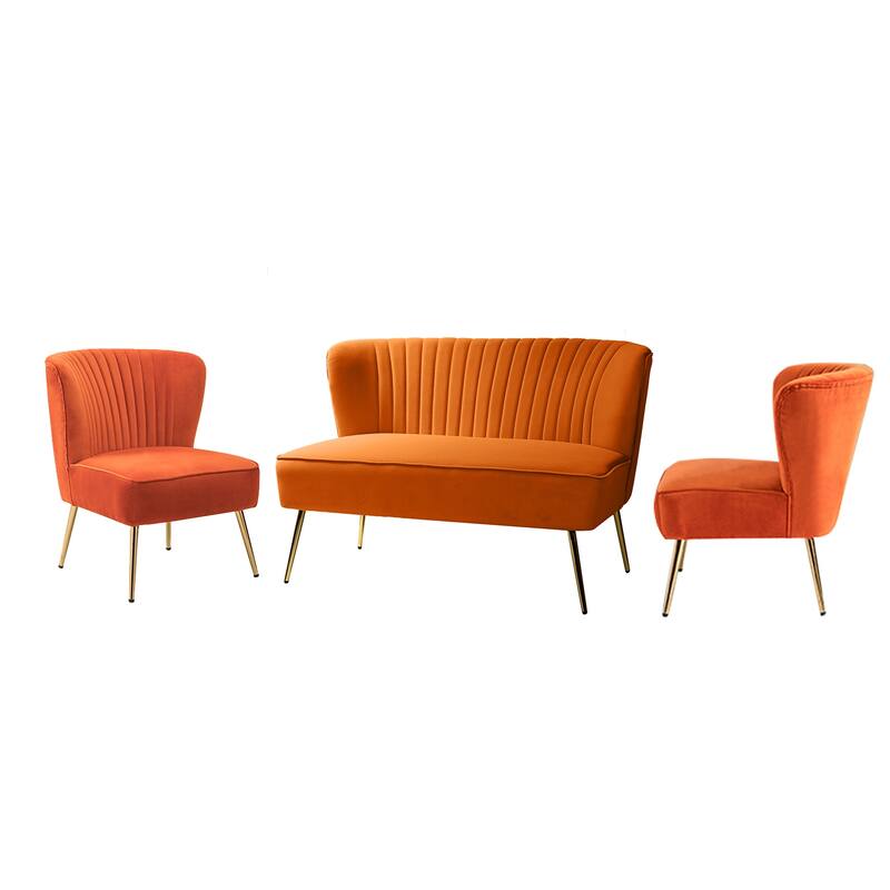 Delicia 3 Piece Living Room Set with Golden Legs by HULALA HOME