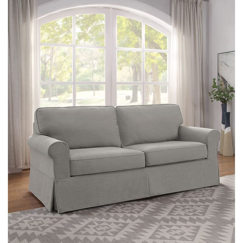 Porch & Den Zuni Mid-century Slip Cover Sofa - Grey