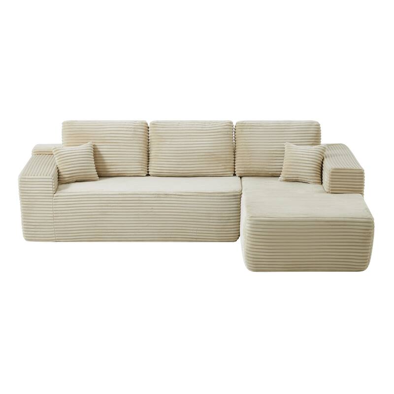 104" Cloud Sectional Sofa with L-Shape Chaise and Side Pockets, Modern Modular Design, Deep Seating, Upholstered Couch