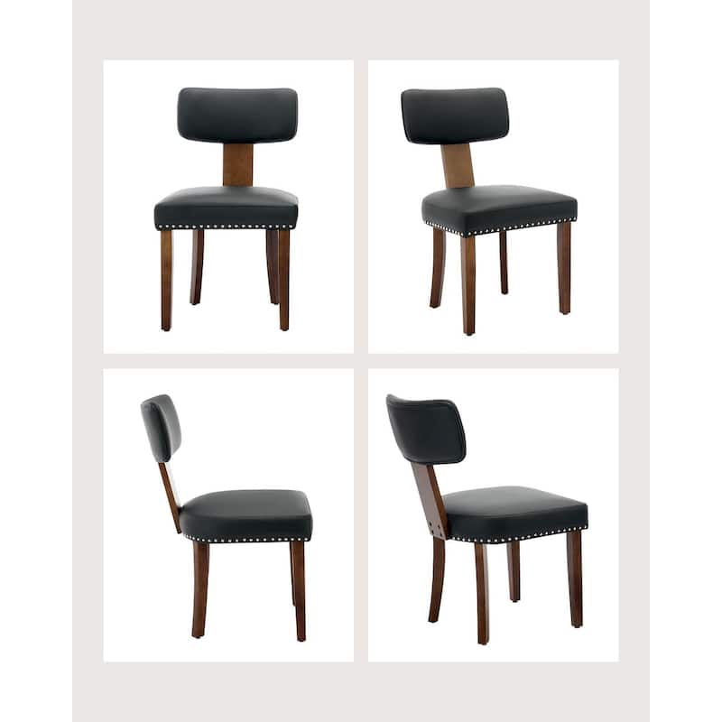Modern Fabric Dining Chairs, Upholstered Kitchen Chairs with Hardwood Frame, Wood Legs, Nailhead Trim