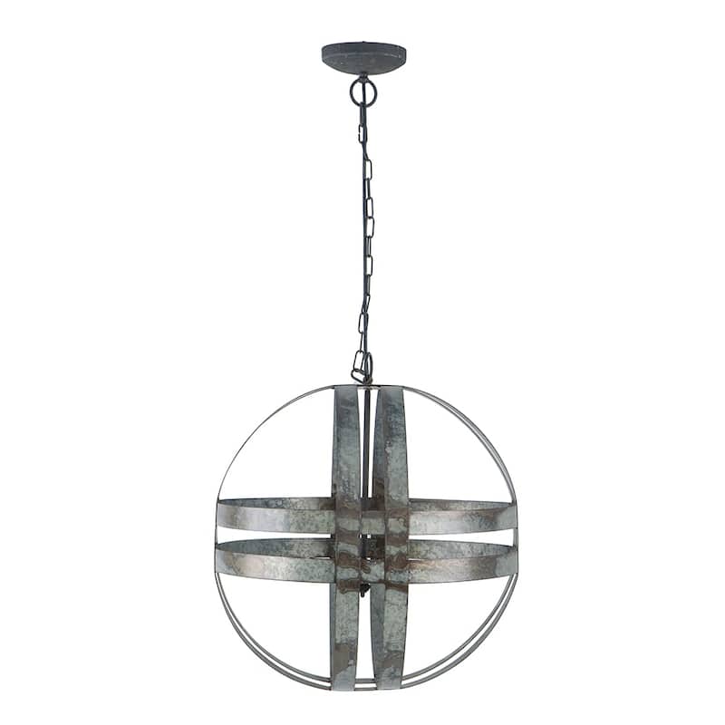 4 - Light Galvanized Chandelier, Hanging Light Fixture with Adjustable Chain for Kitchen Dining Room, Bulb Not Included