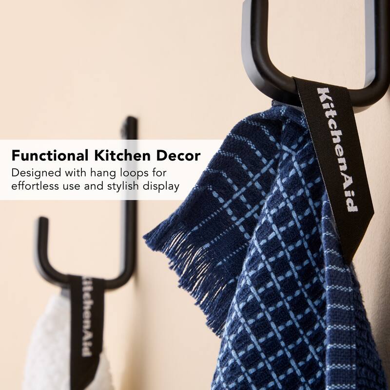 KITCHENAID Gourmet Series Gridlines Kitchen Towels 3-Pack Set, 100% Cotton Absorbent - 18"x28"