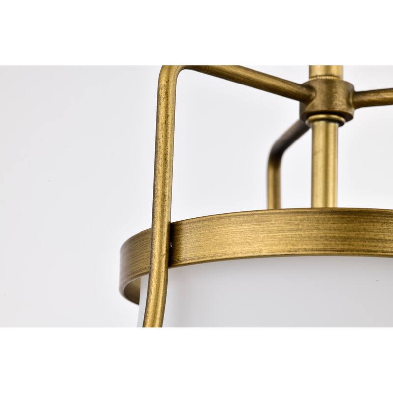 Valdora 1 Light Pendant - 10 Inches - Natural Brass Finish - White Opal Glass - Natural Brass