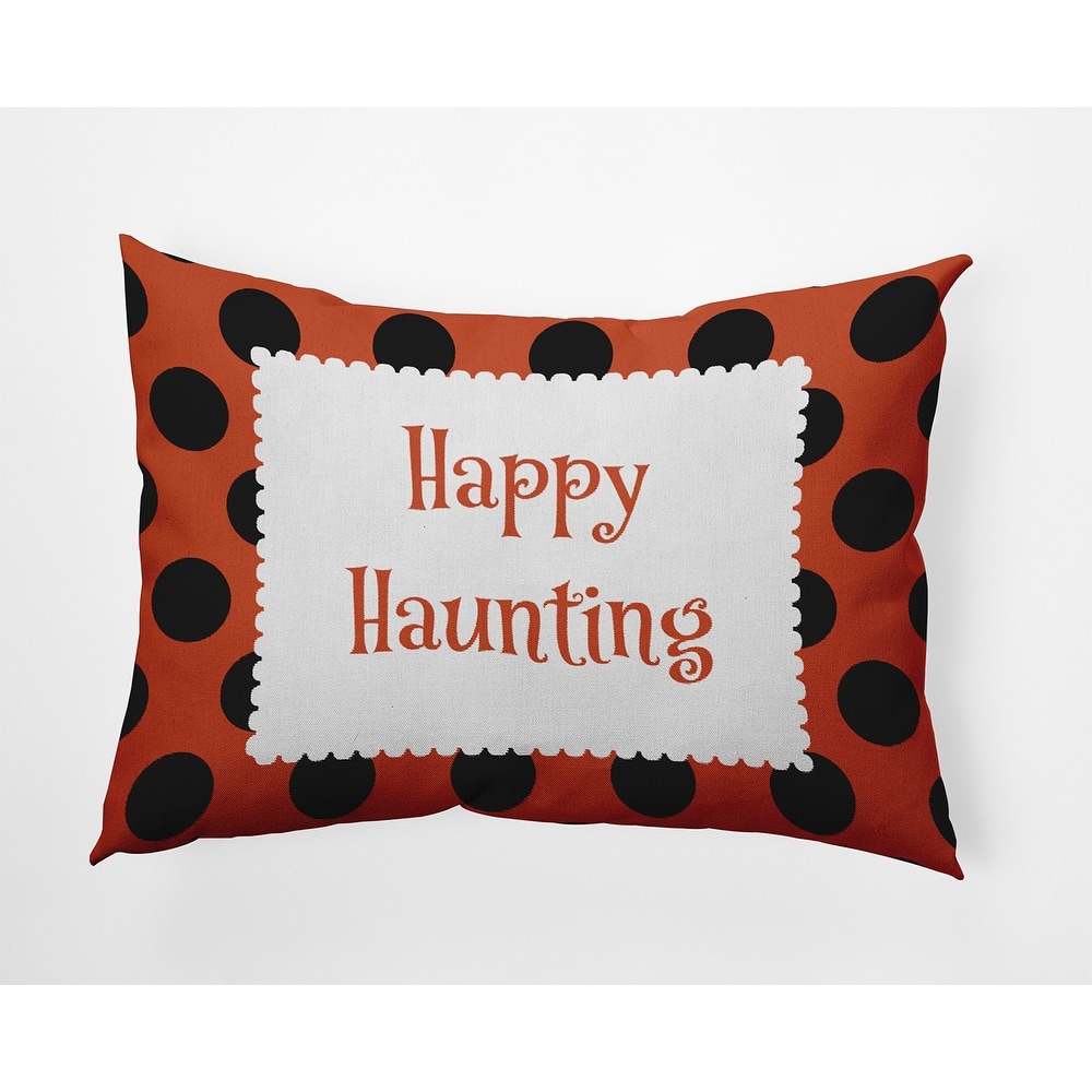 Halloween Happy Haunting Dots Accent Pillow