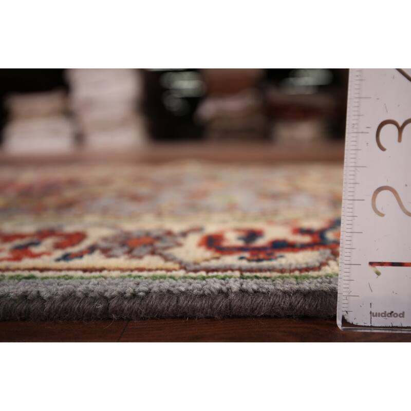 Geometric Gray Heriz Serapi Indian Runner Rug Hand-Knotted Wool Carpet - 2'6"x 9'10"